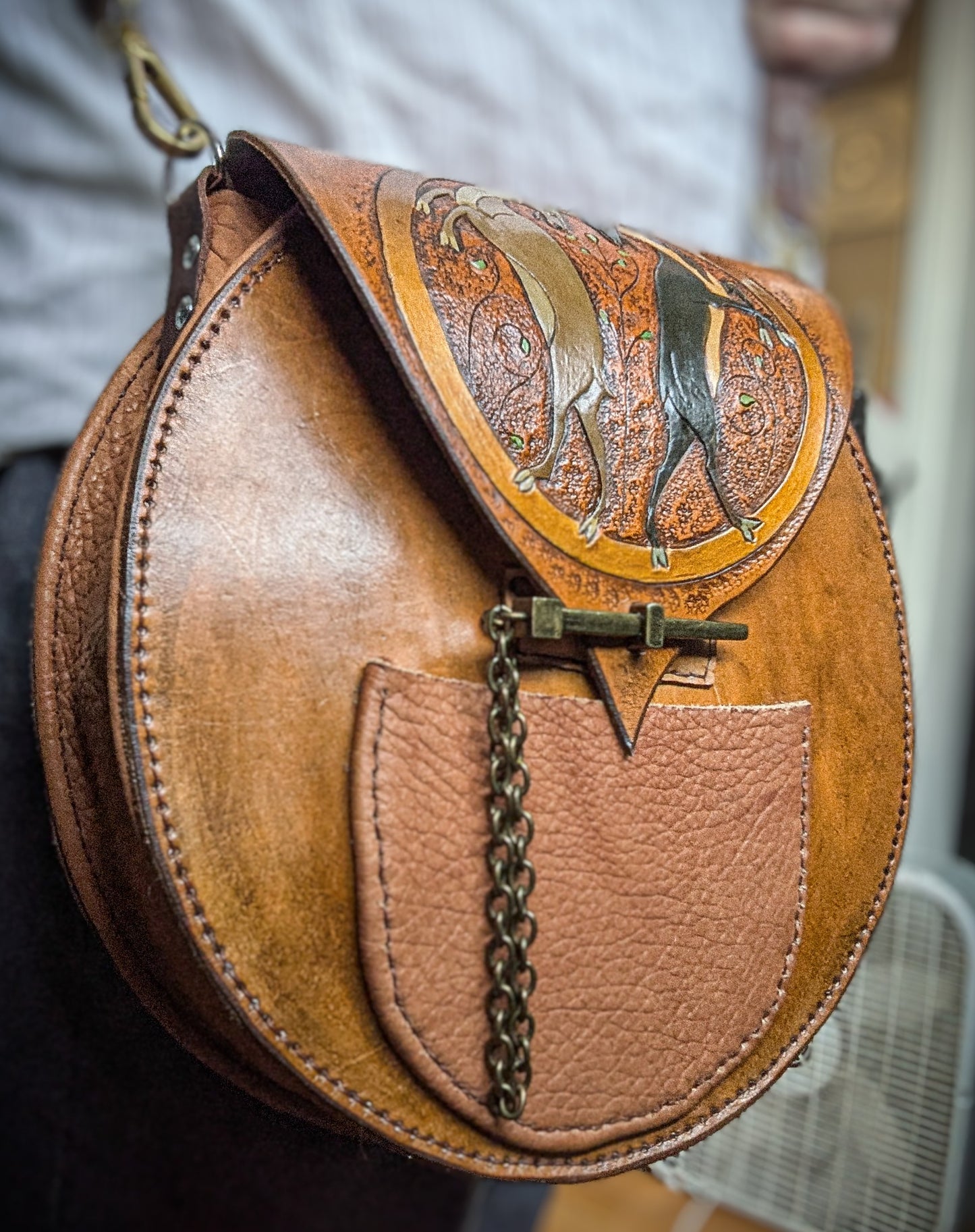 Leather Handbag - Medieval Rams