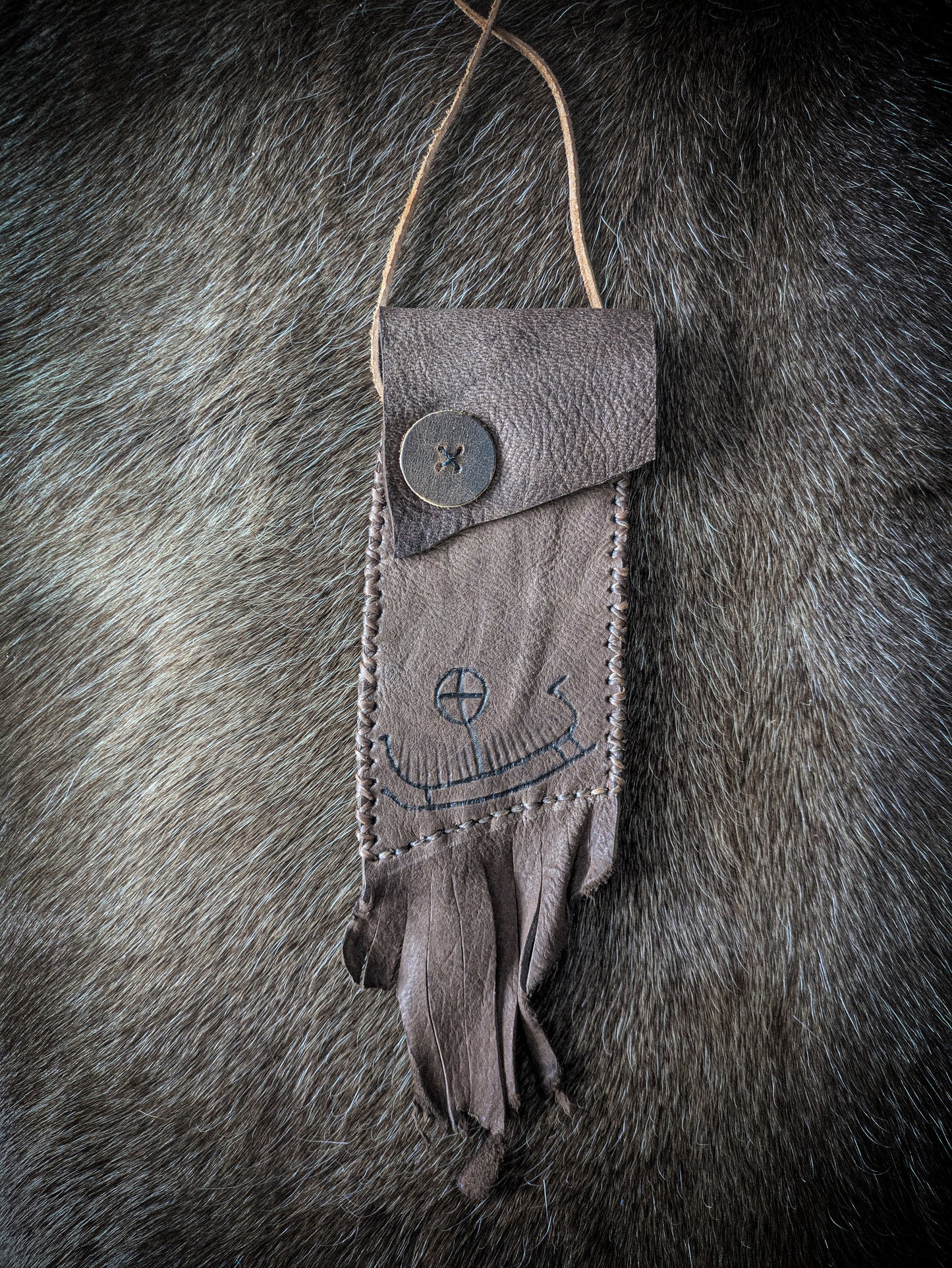 Neolithic Neck Pouch - Wearable Leather Trail Bag