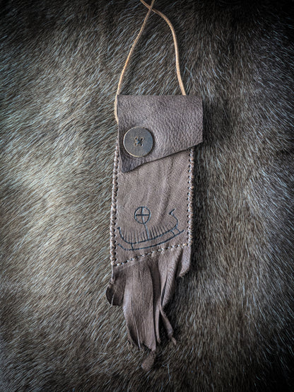 Neolithic Neck Pouch - Wearable Leather Trail Bag