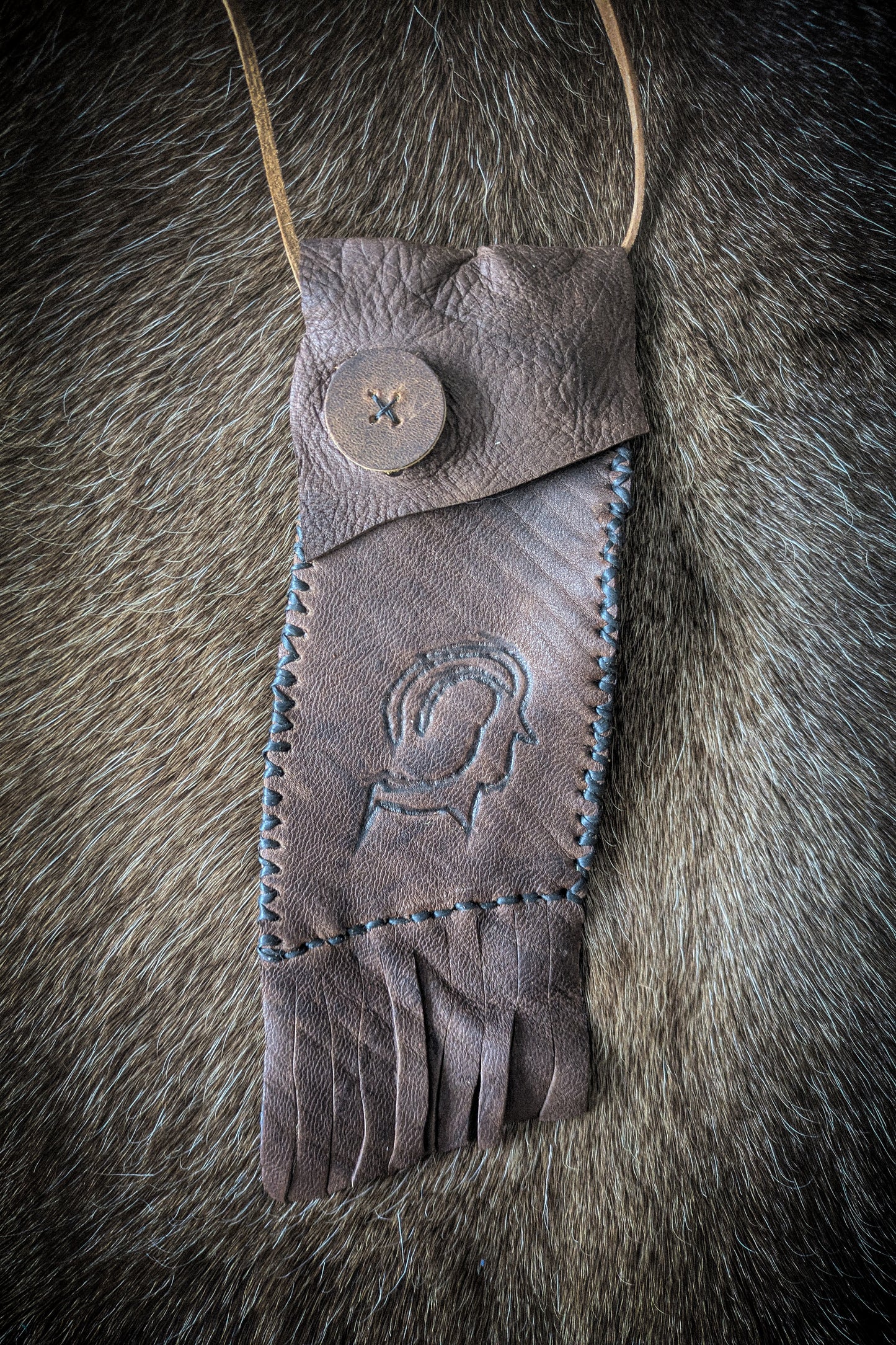 Neolithic Neck Pouch - Wearable Leather Trail Bag