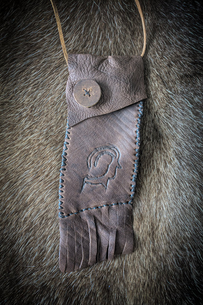 Neolithic Neck Pouch - Wearable Leather Trail Bag