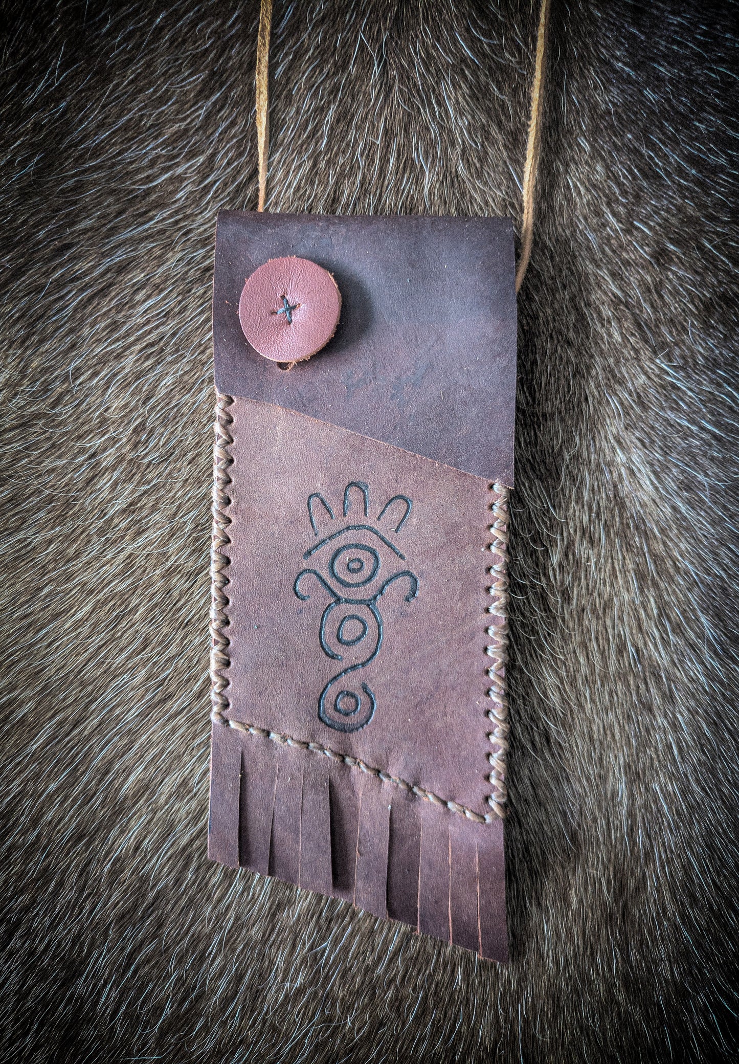 Neolithic Neck Pouch - Wearable Leather Trail Bag