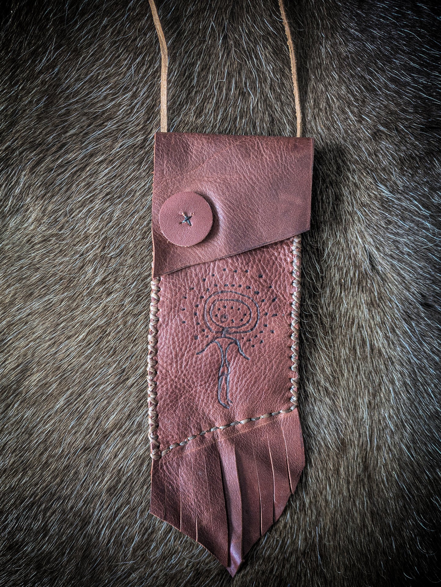 Neolithic Neck Pouch - Wearable Leather Trail Bag