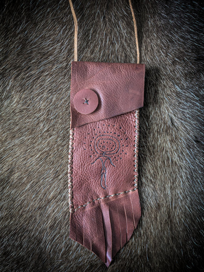 Neolithic Neck Pouch - Wearable Leather Trail Bag