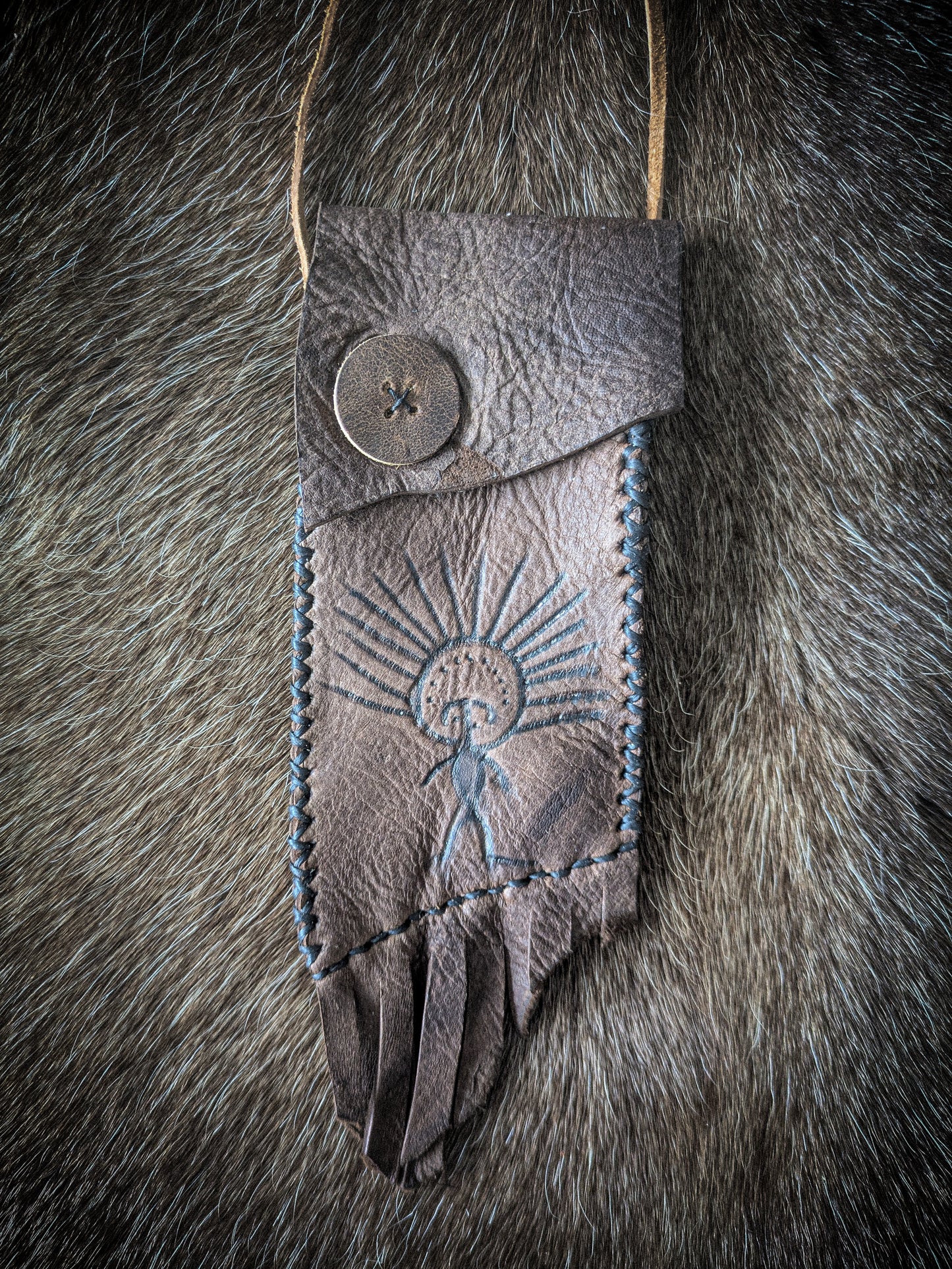 Neolithic Neck Pouch - Wearable Leather Trail Bag