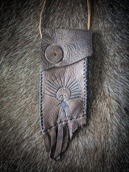 Neolithic Neck Pouch - Wearable Leather Trail Bag