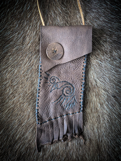 Neolithic Neck Pouch - Wearable Leather Trail Bag