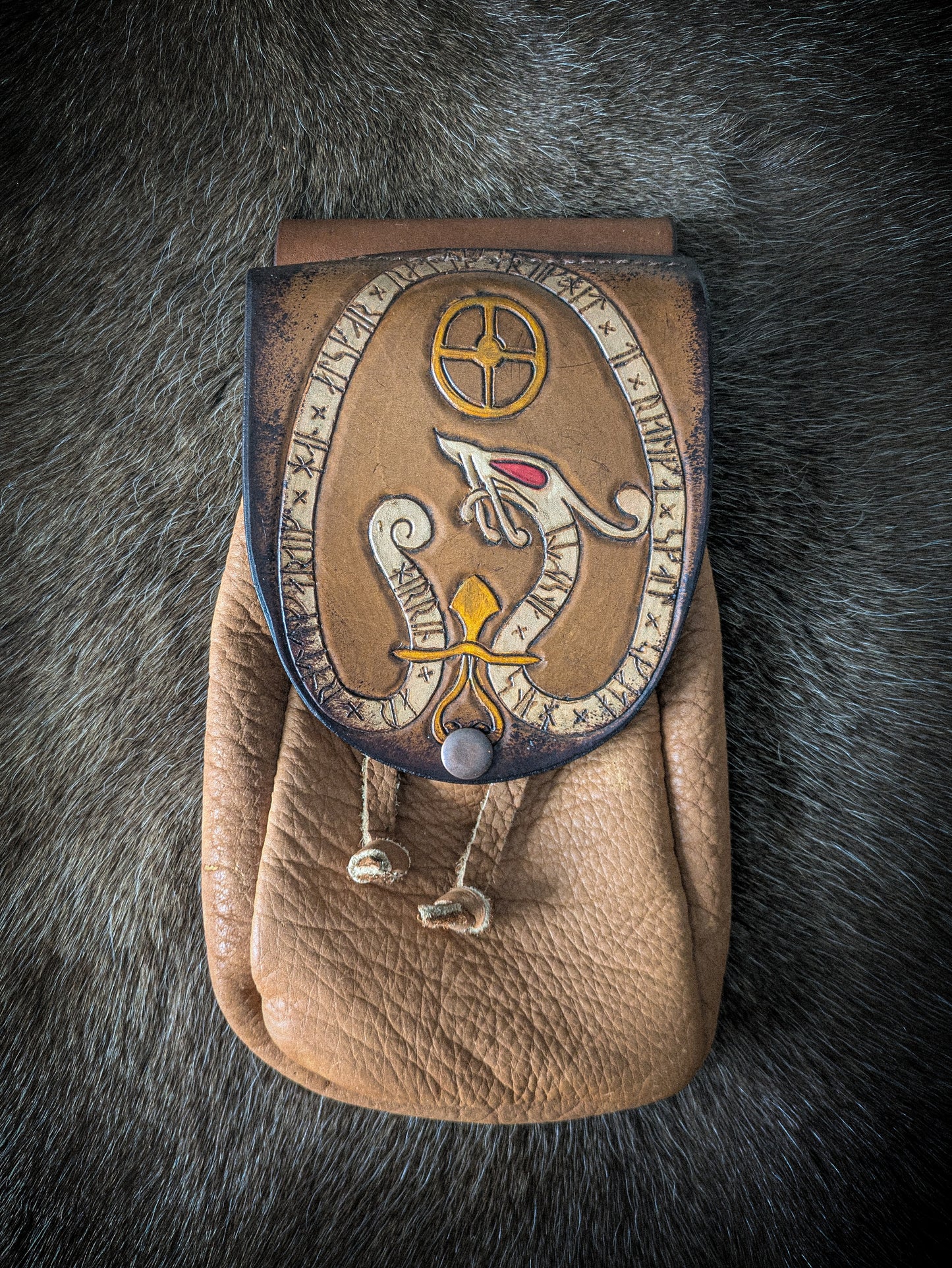 Leather Belt Bag - Viking Dragon