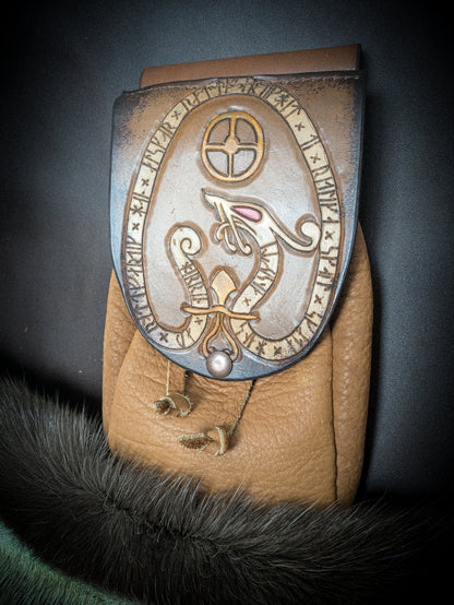 Leather Belt Bag - Viking Dragon