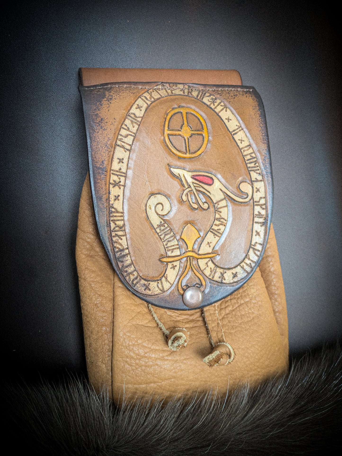 Leather Belt Bag - Viking Dragon