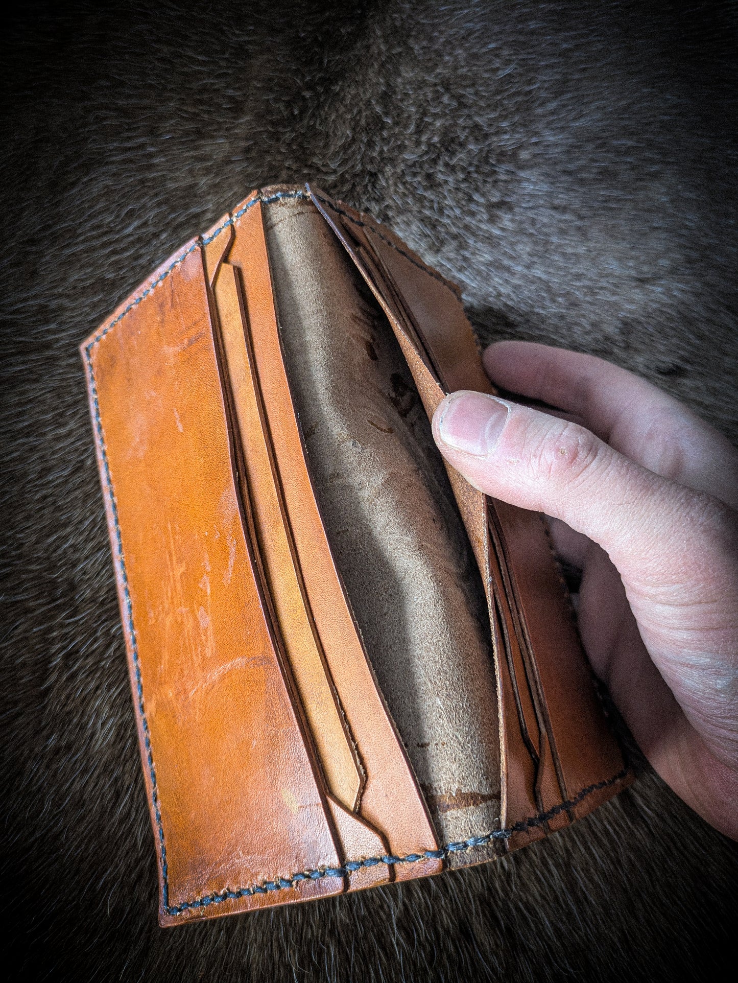 Leather Tall Wallet - Quetzal Bird