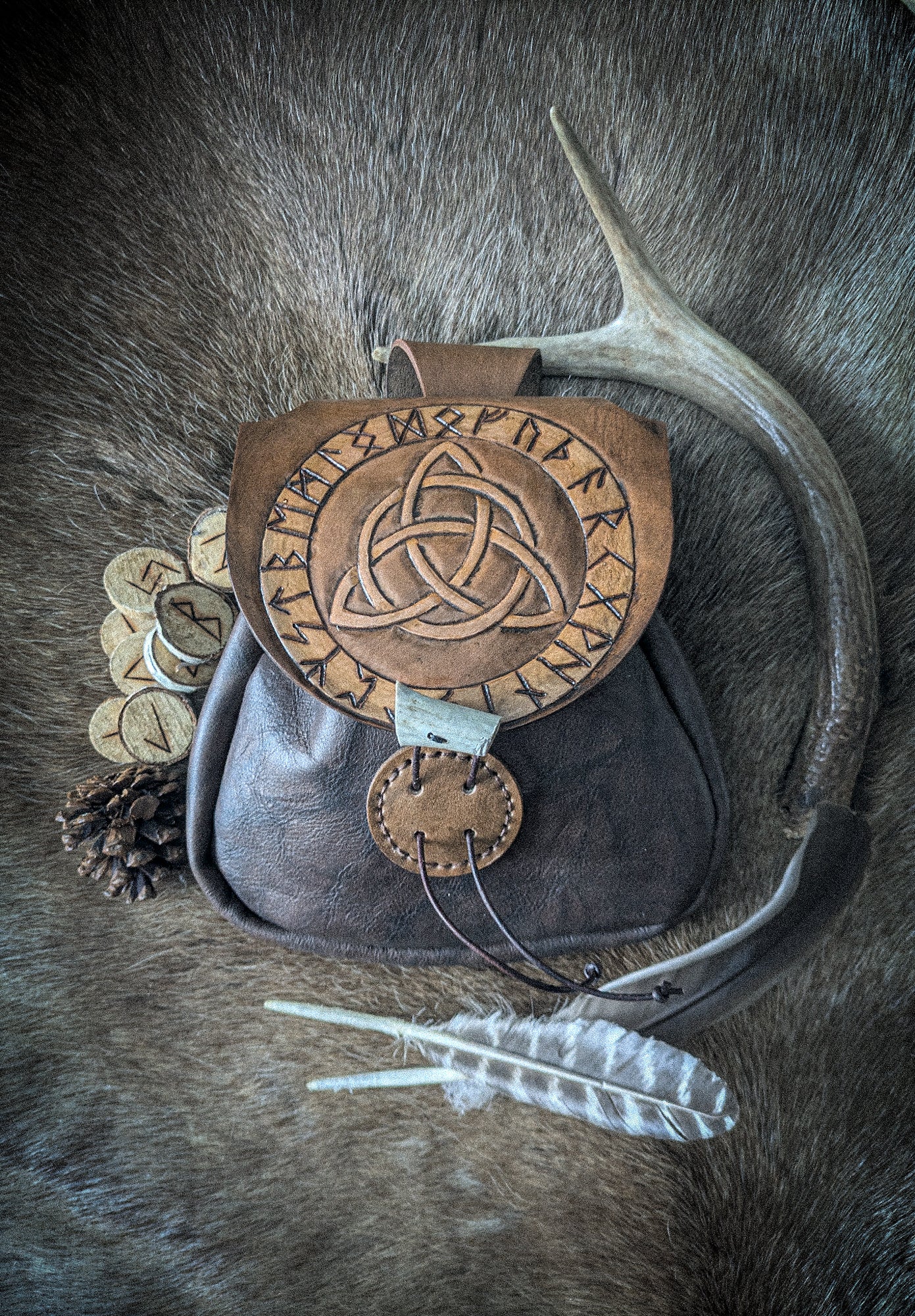 Leather Belt Bag - Triquetra Knot