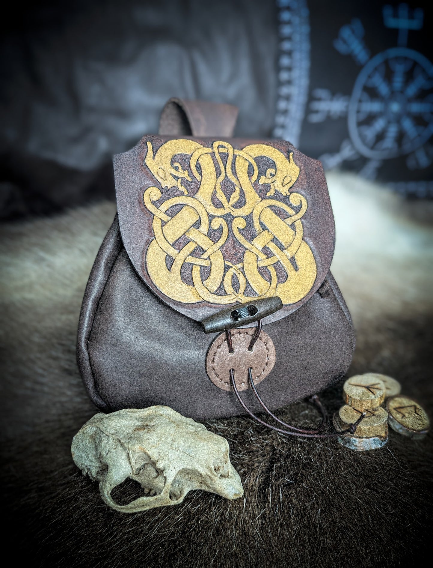 Leather Belt Bag - Norse Dragon II