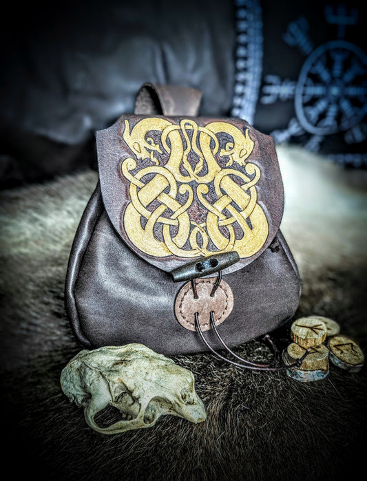 Leather Belt Bag - Norse Dragon II