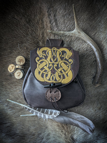 Leather Belt Bag - Norse Dragon II