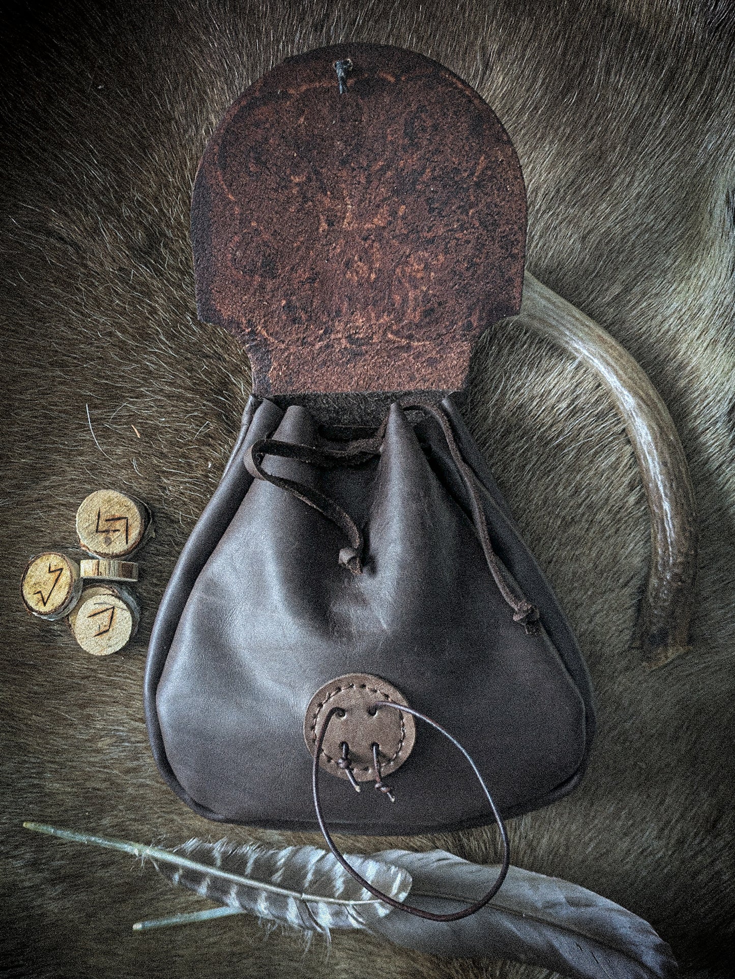 Leather Belt Bag - Norse Dragon II