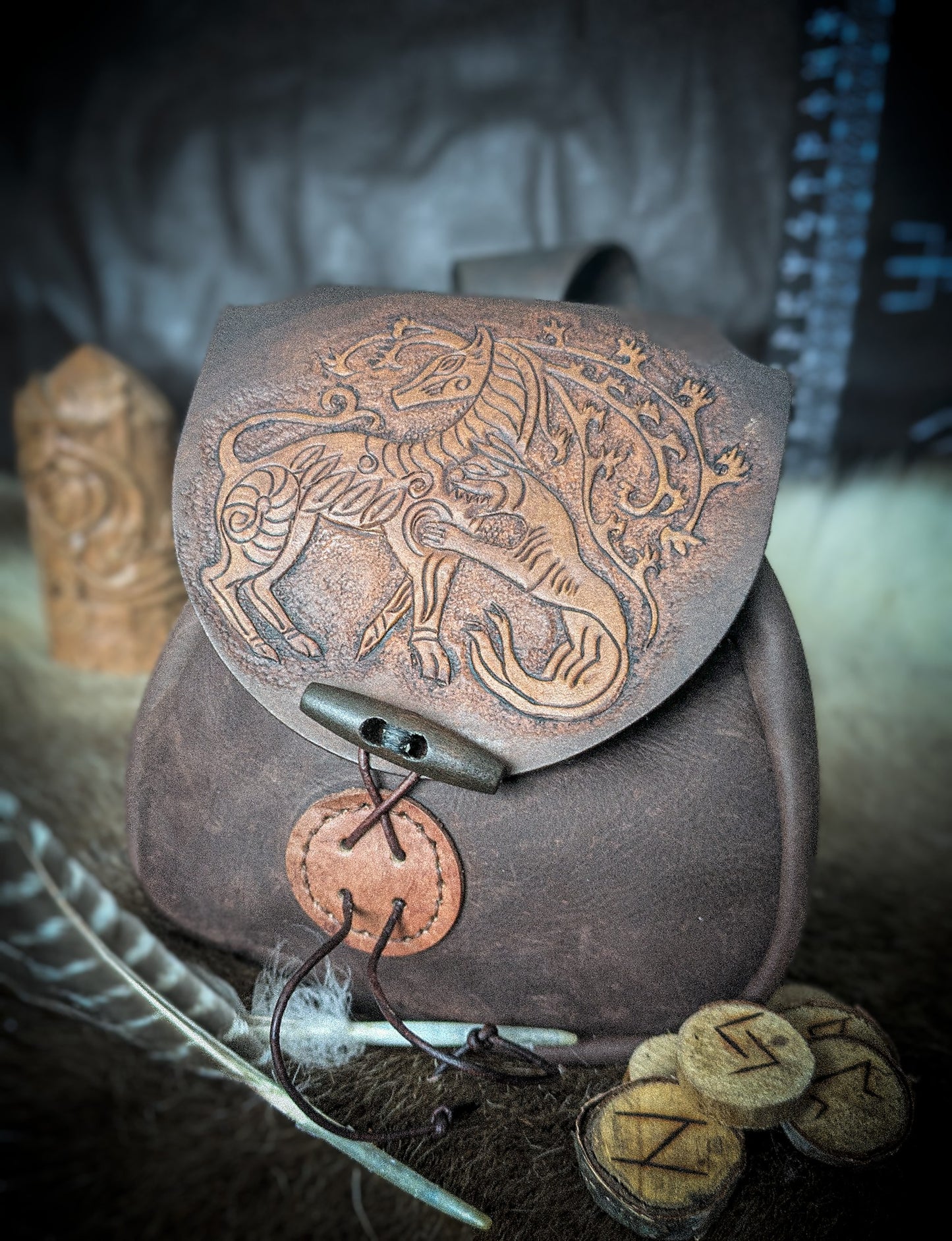 Leather Belt Bag - Stag and Wolf
