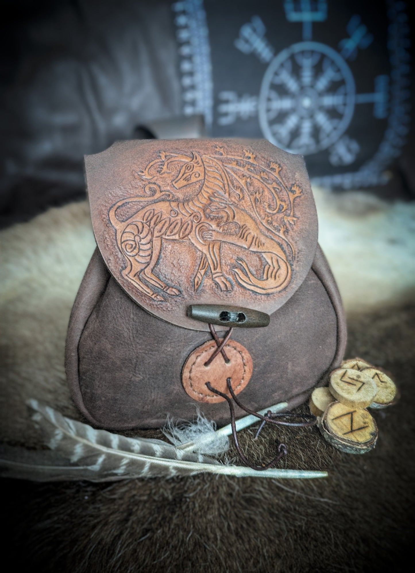 Leather Belt Bag - Stag and Wolf