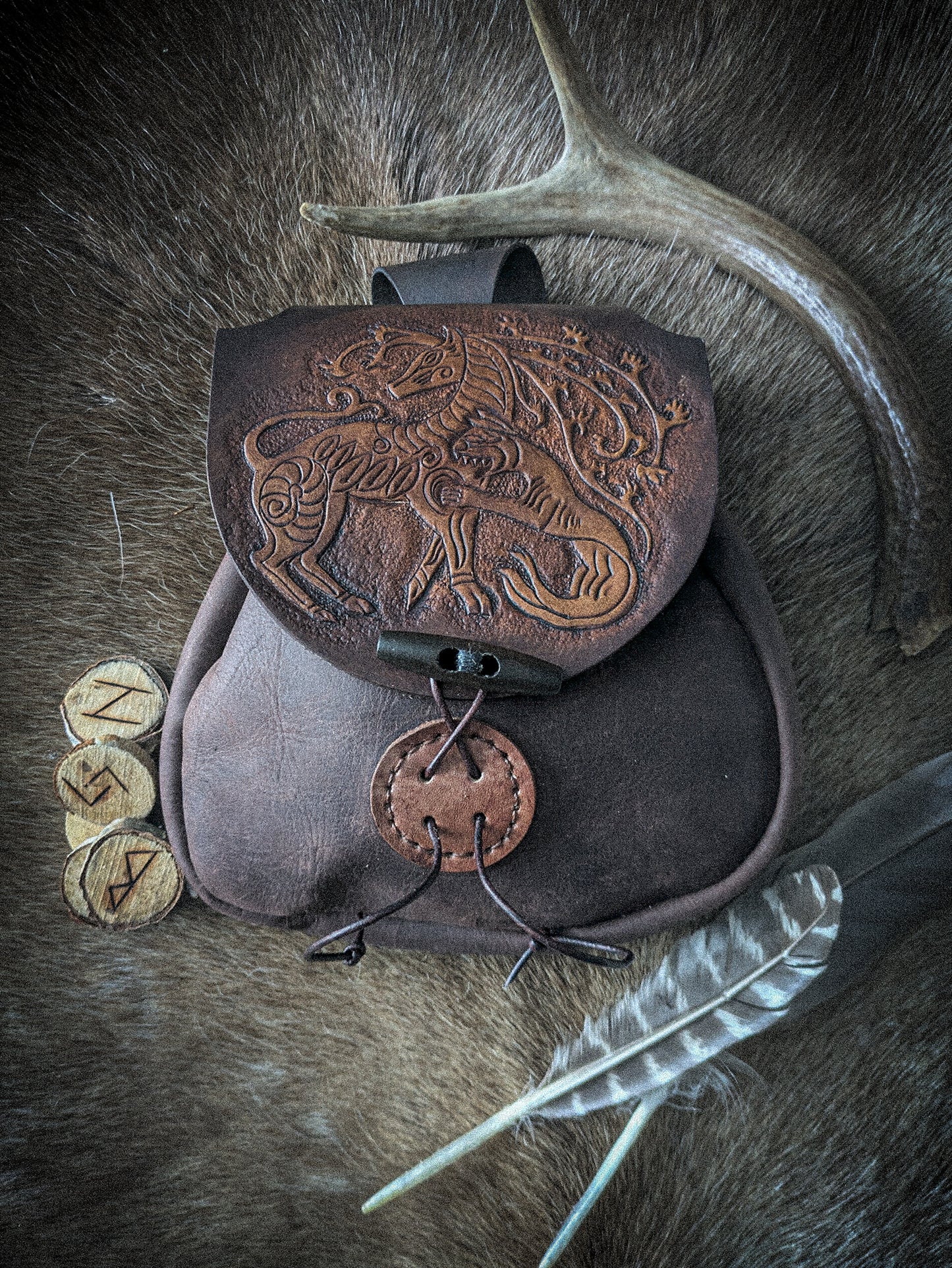 Leather Belt Bag - Stag and Wolf