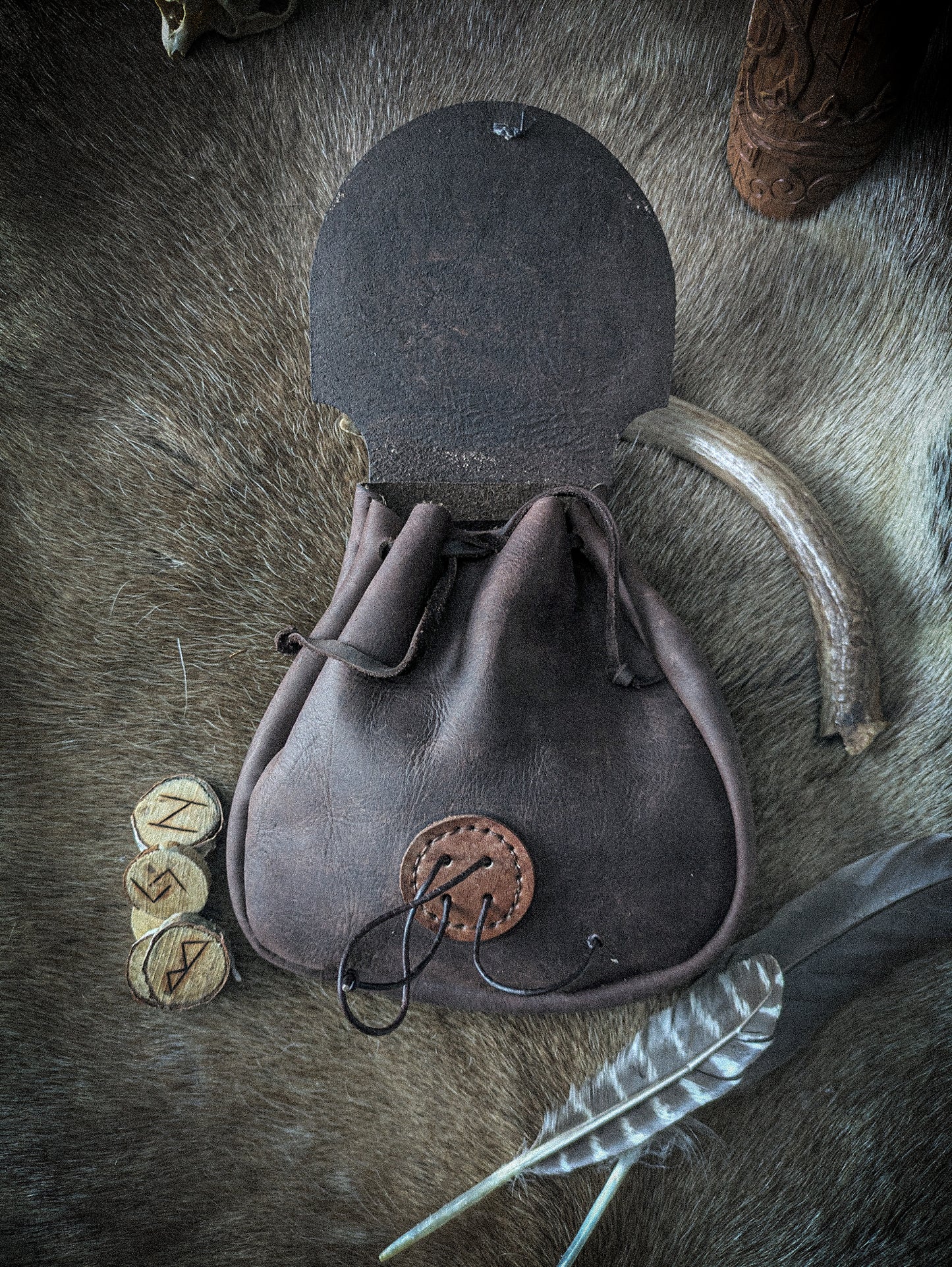 Leather Belt Bag - Stag and Wolf