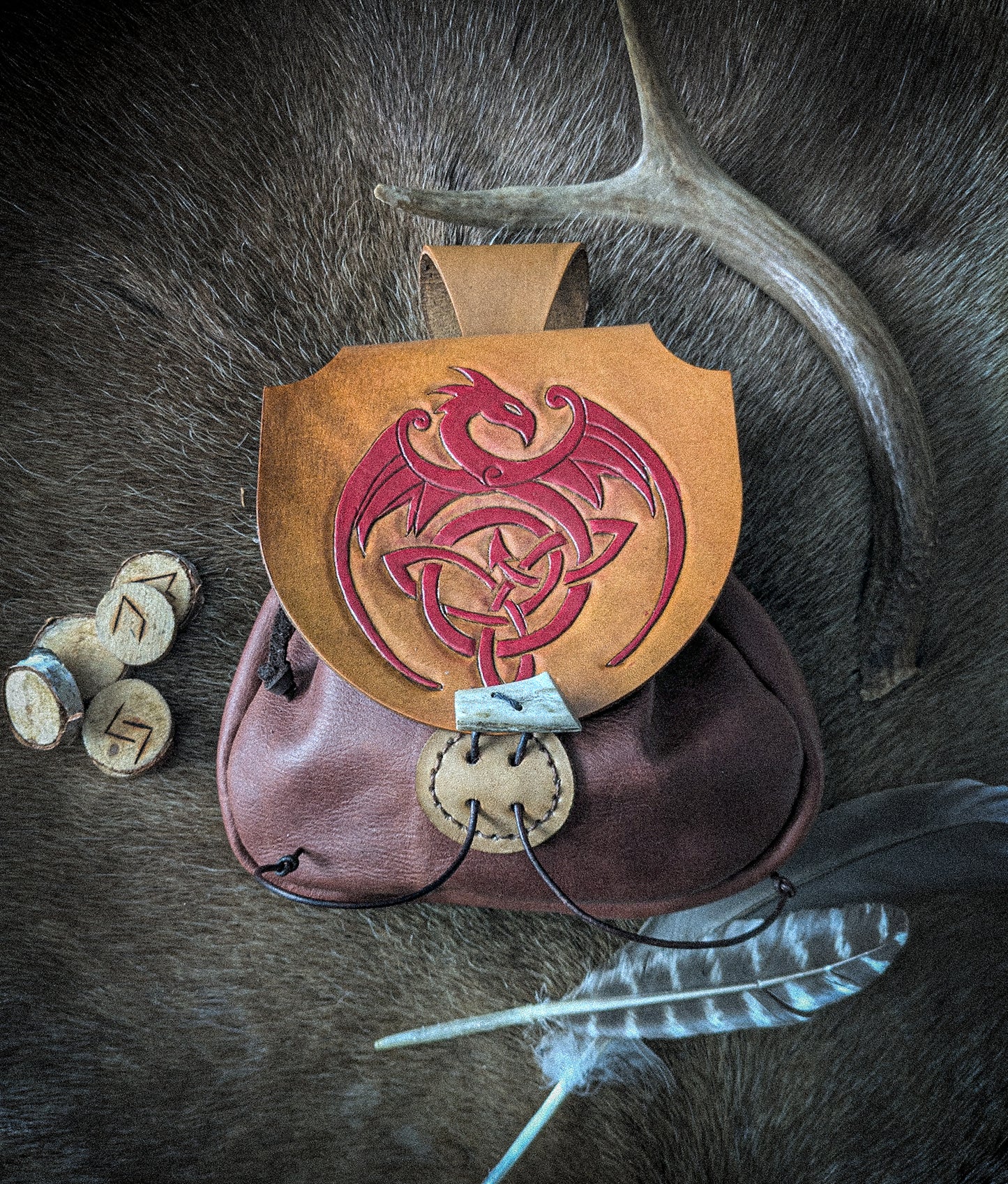 Celtic Dragon - Leather Belt Bag
