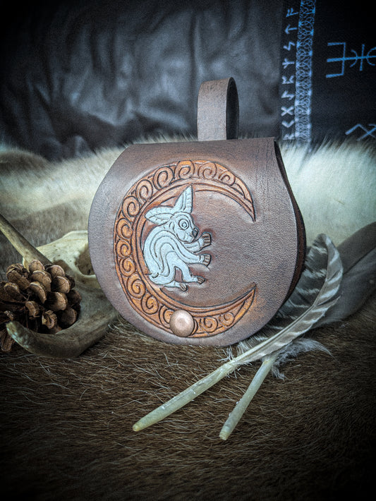 Small Leather Belt Bag - Rabbit Moon