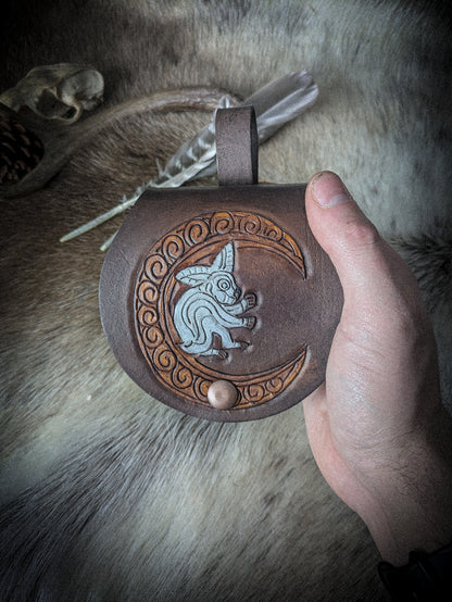 Small Leather Belt Bag - Rabbit Moon