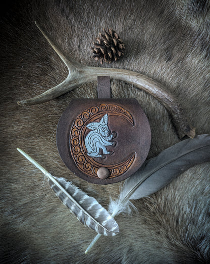 Small Leather Belt Bag - Rabbit Moon