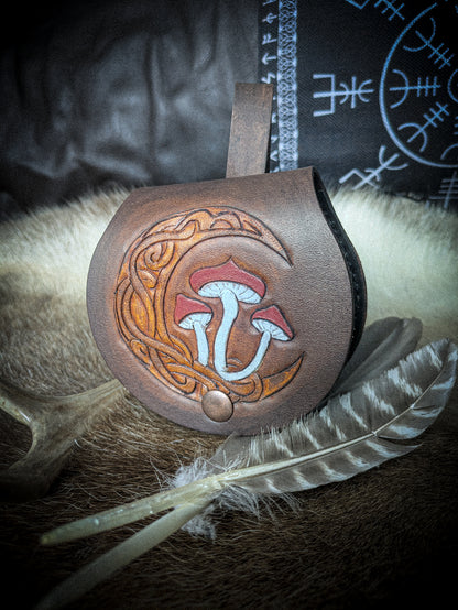 Small Leather Belt Bag - Amanita Moon
