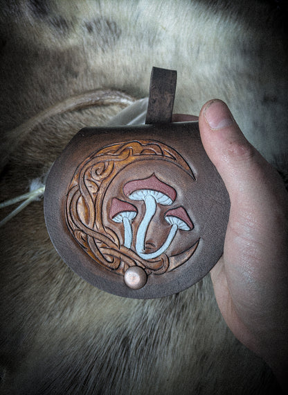 Small Leather Belt Bag - Amanita Moon