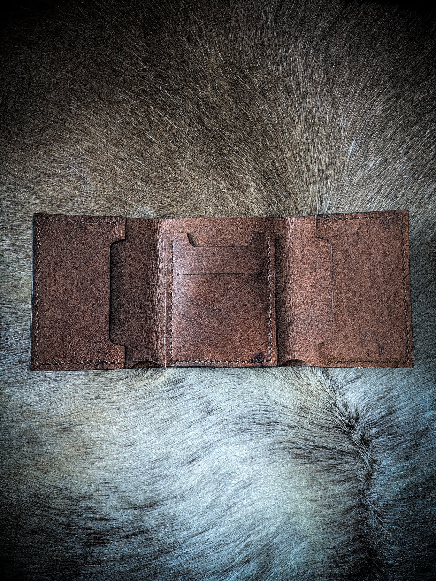 Leather Tri-fold Wallet - Norse Serpent