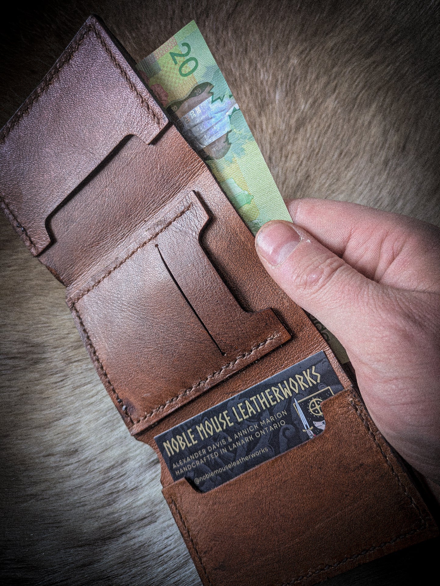 Leather Tri-fold Wallet - Norse Serpent