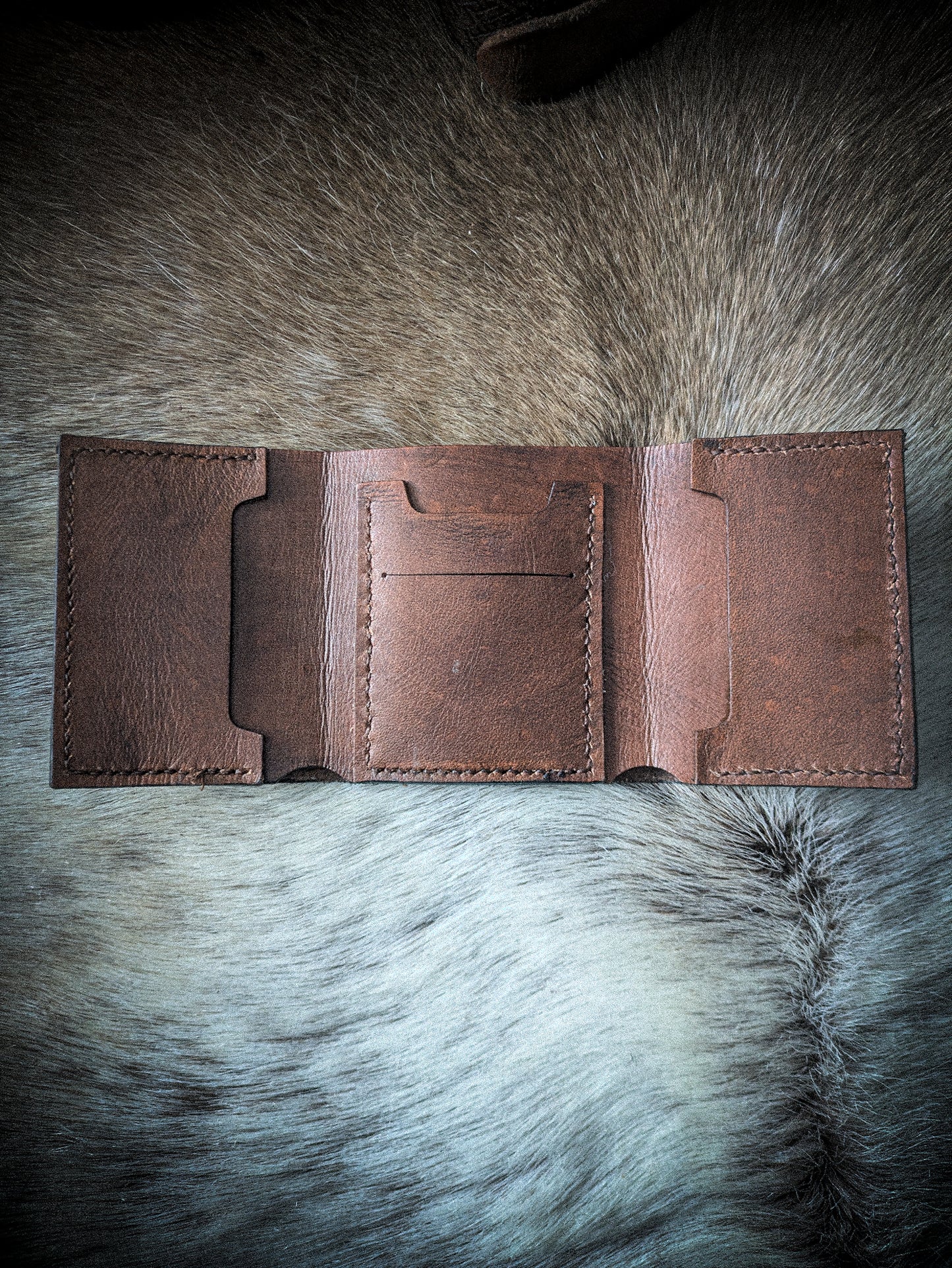 Leather Tri-fold Wallet - Raven and Snake