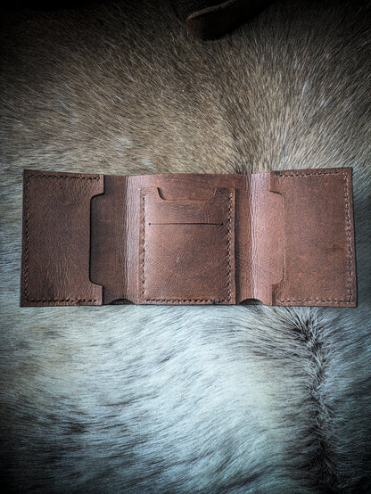 Leather Tri-fold Wallet - Raven and Snake