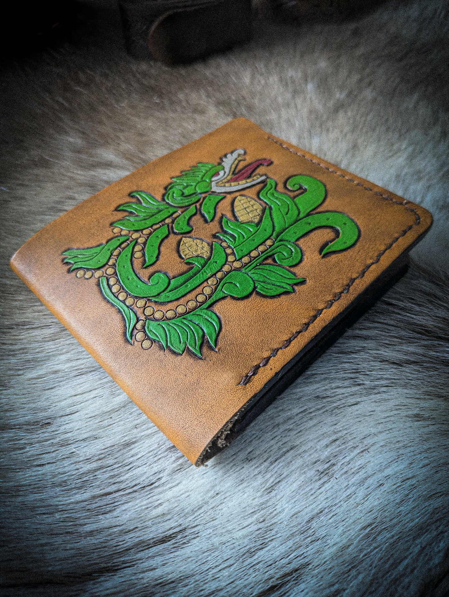 Leather Bifold Wallet - Maize Serpent