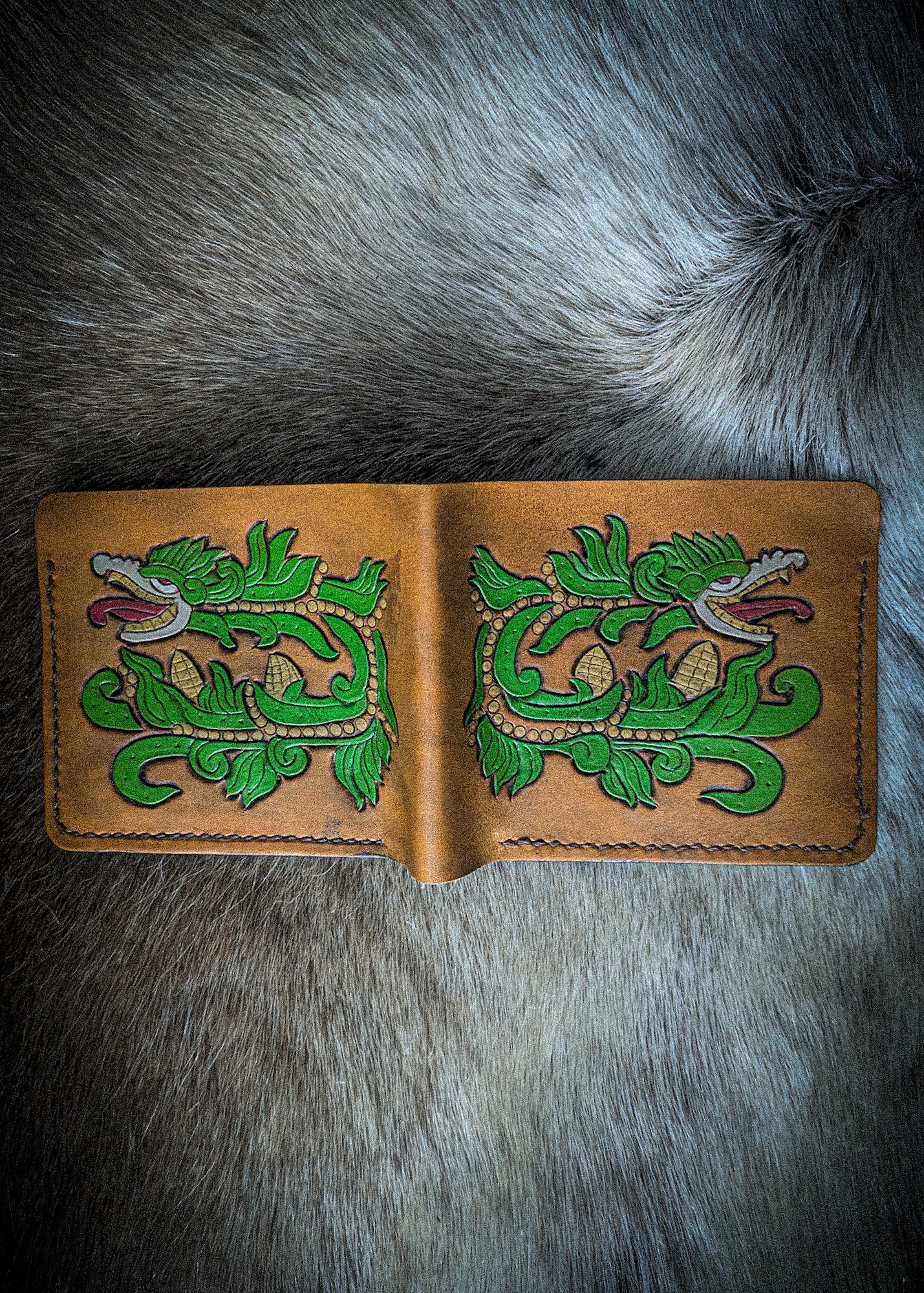Leather Bifold Wallet - Maize Serpent