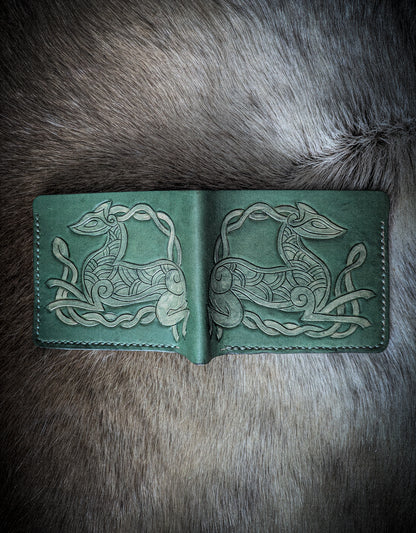Leather Bifold Wallet - Celtic Deer