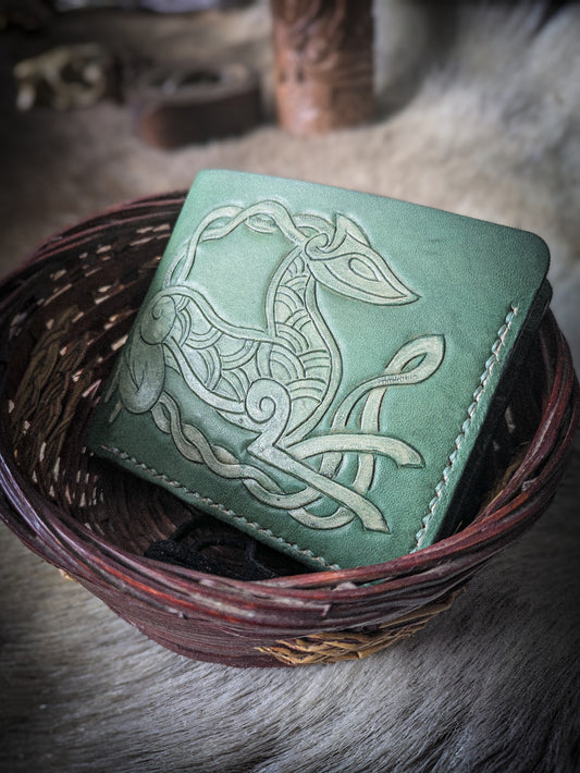 Leather Bifold Wallet - Celtic Deer