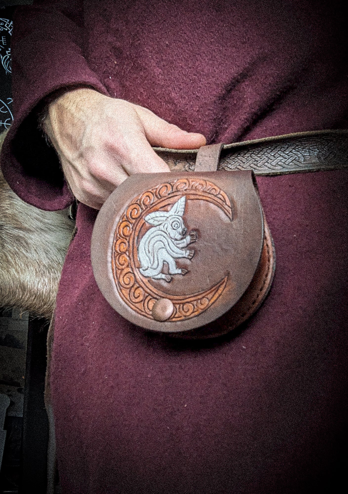 Small Leather Belt Bag - Rabbit Moon