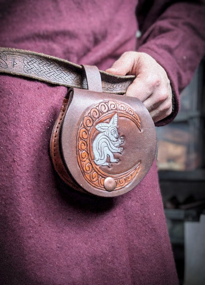 Small Leather Belt Bag - Rabbit Moon