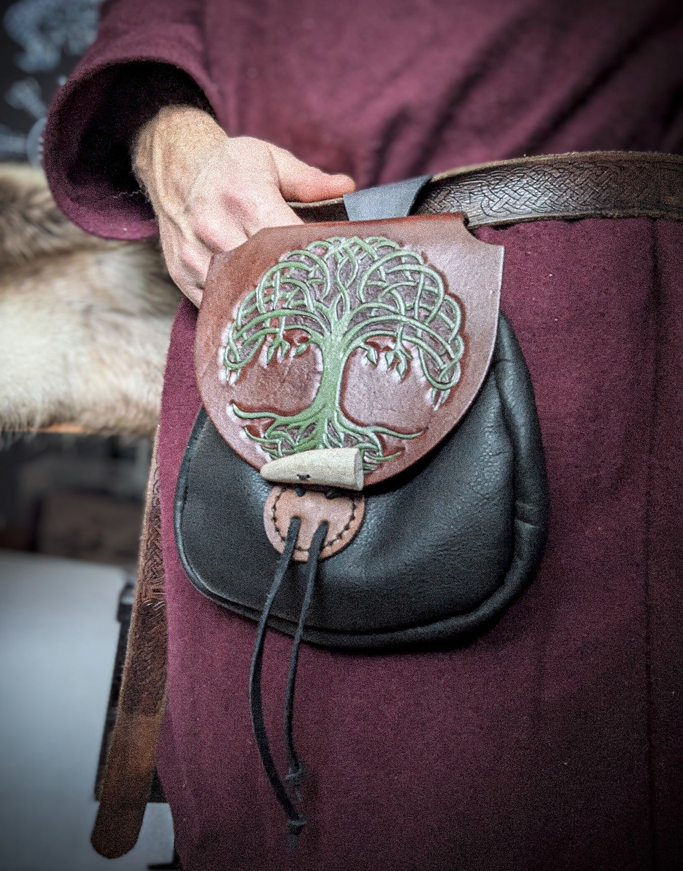 Leather Belt Bag - World Tree