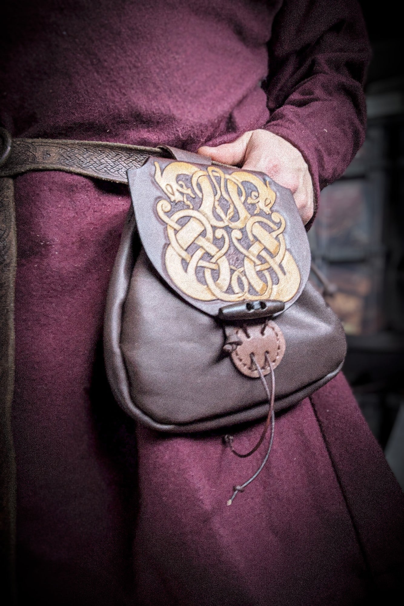 Leather Belt Bag - Norse Dragon II