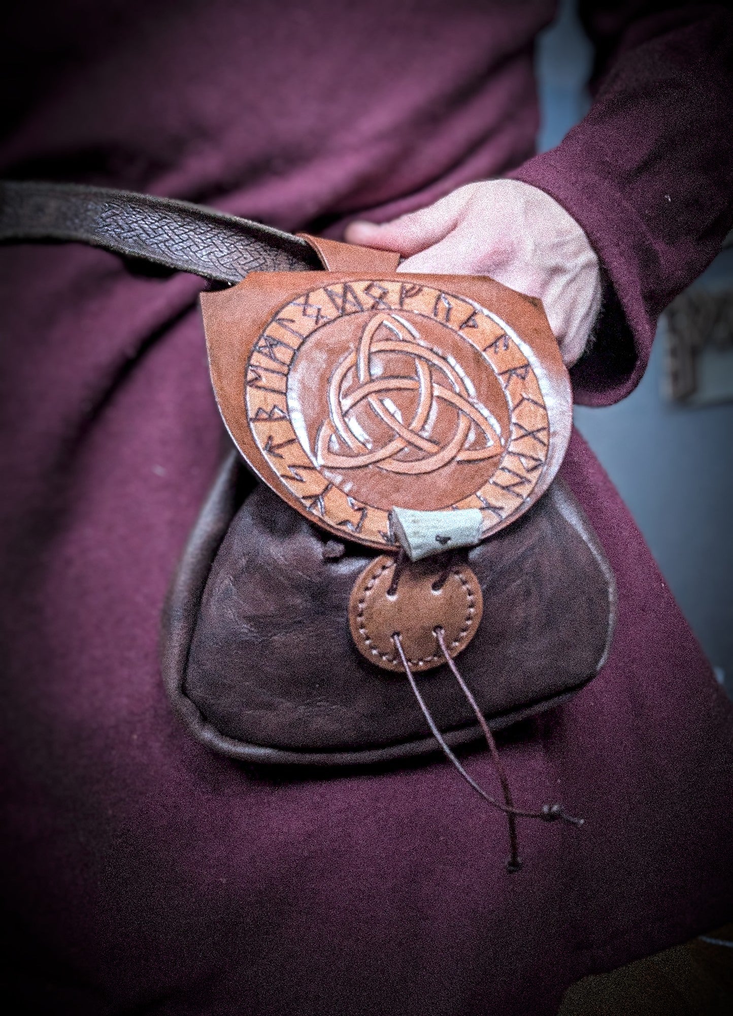 Leather Belt Bag - Triquetra Knot