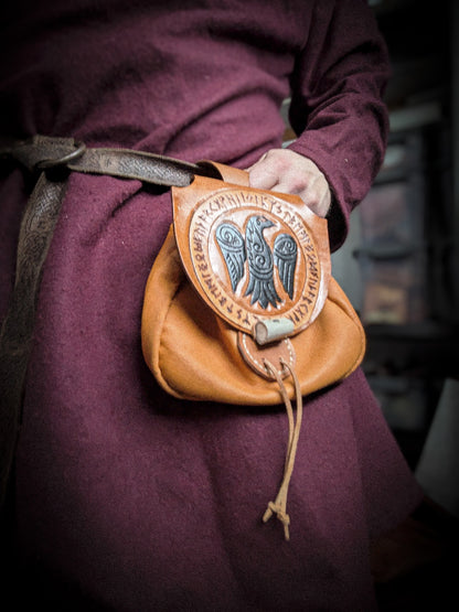 Leather Belt Bag - Raven and Runes