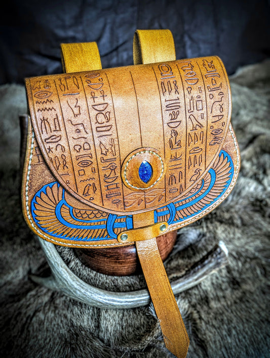 Leather Hip Satchel - Egyptian Scarab
