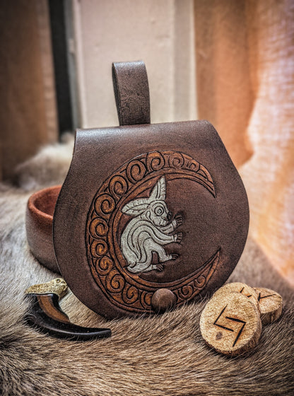 Small Leather Belt Bag - Rabbit Moon