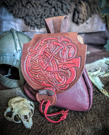 Leather Belt Bag - Runestone Serpent