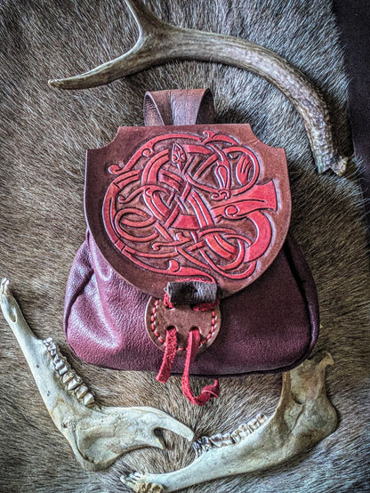 Leather Belt Bag - Runestone Serpent