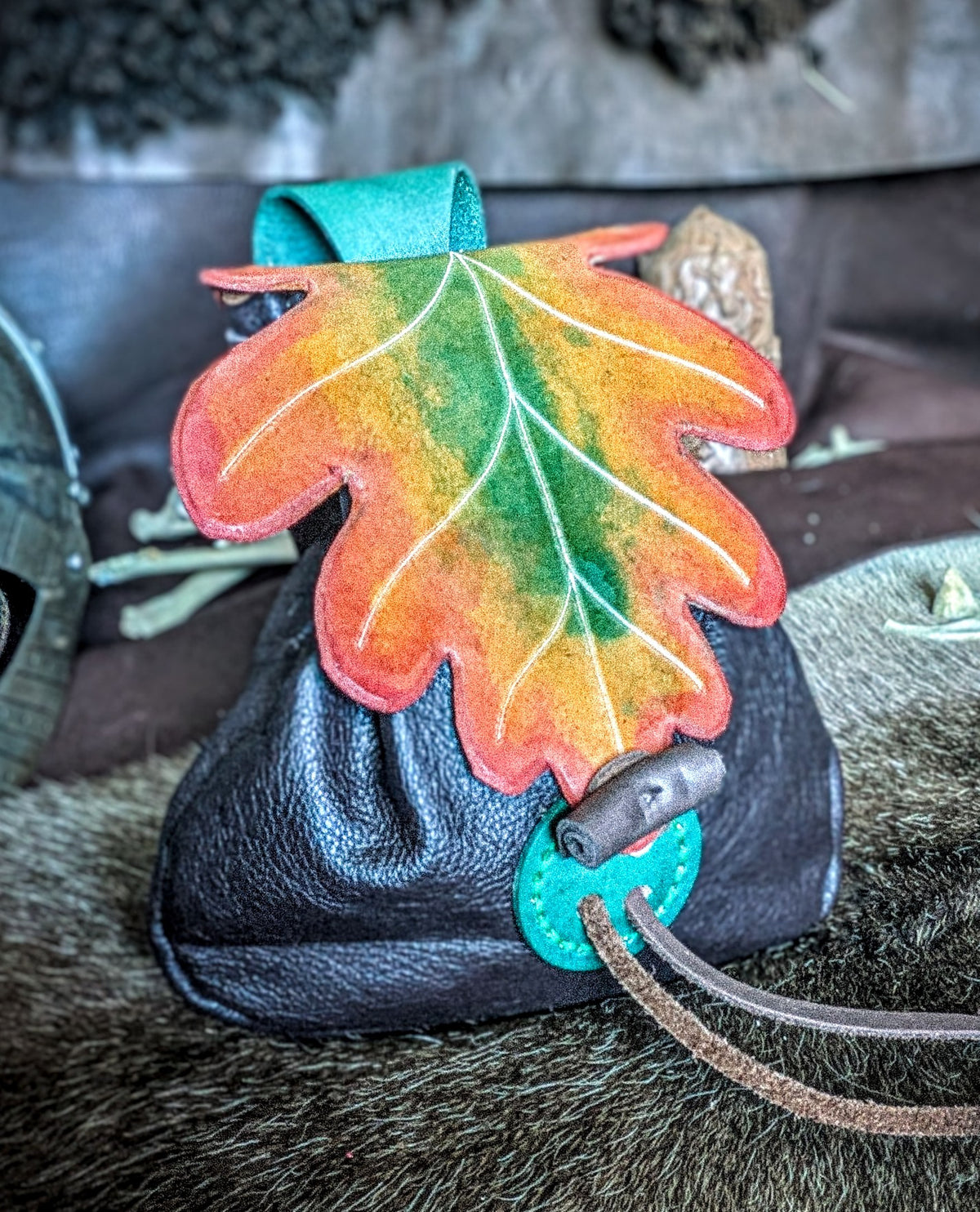 Leather Belt Bag - Oakleaf Elven Carrier Satchel
