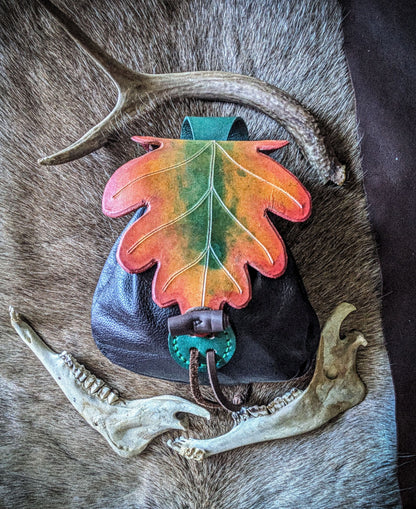 Leather Belt Bag - Oakleaf Elven Carrier Satchel